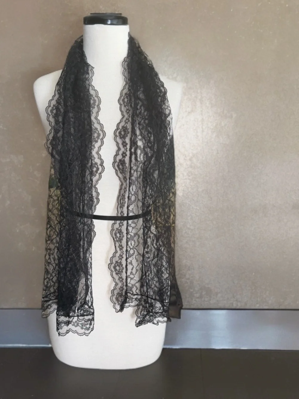 Vintage Black Lace Mantilla/Morning Scarf
